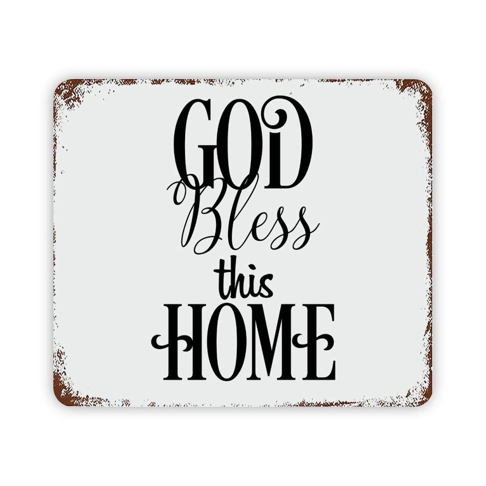 ENEDNATE God Bless This Home Vintage Metal Sign 12x16 Inch Modern Quote Waterproof Aluminum Tin Signs for Indoor & Outdoor Home Decoration Wall Art Poster