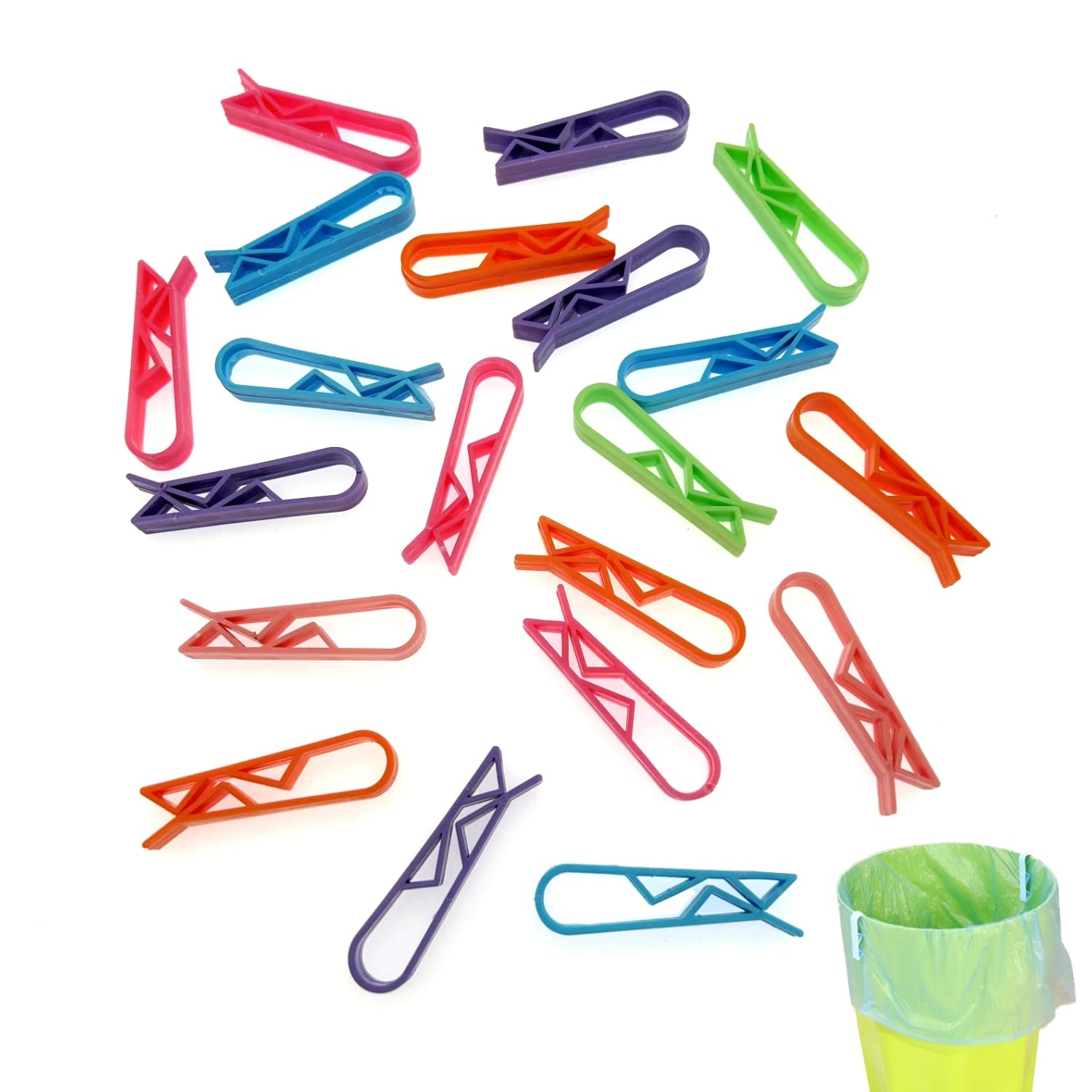 Lot De 18 Pinces Bleues Pour Sacs Poubelles - Plastique, Taille 6x1 Cm, Pour Fixer Sur Le Bord Des Poubelles Maison, Cuisine, Hôtel