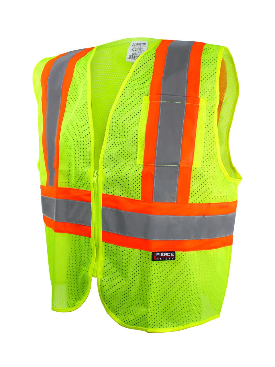 Fierce Safety Economy Class 2 Two Tone Green Vest with Chest Pocket (M)