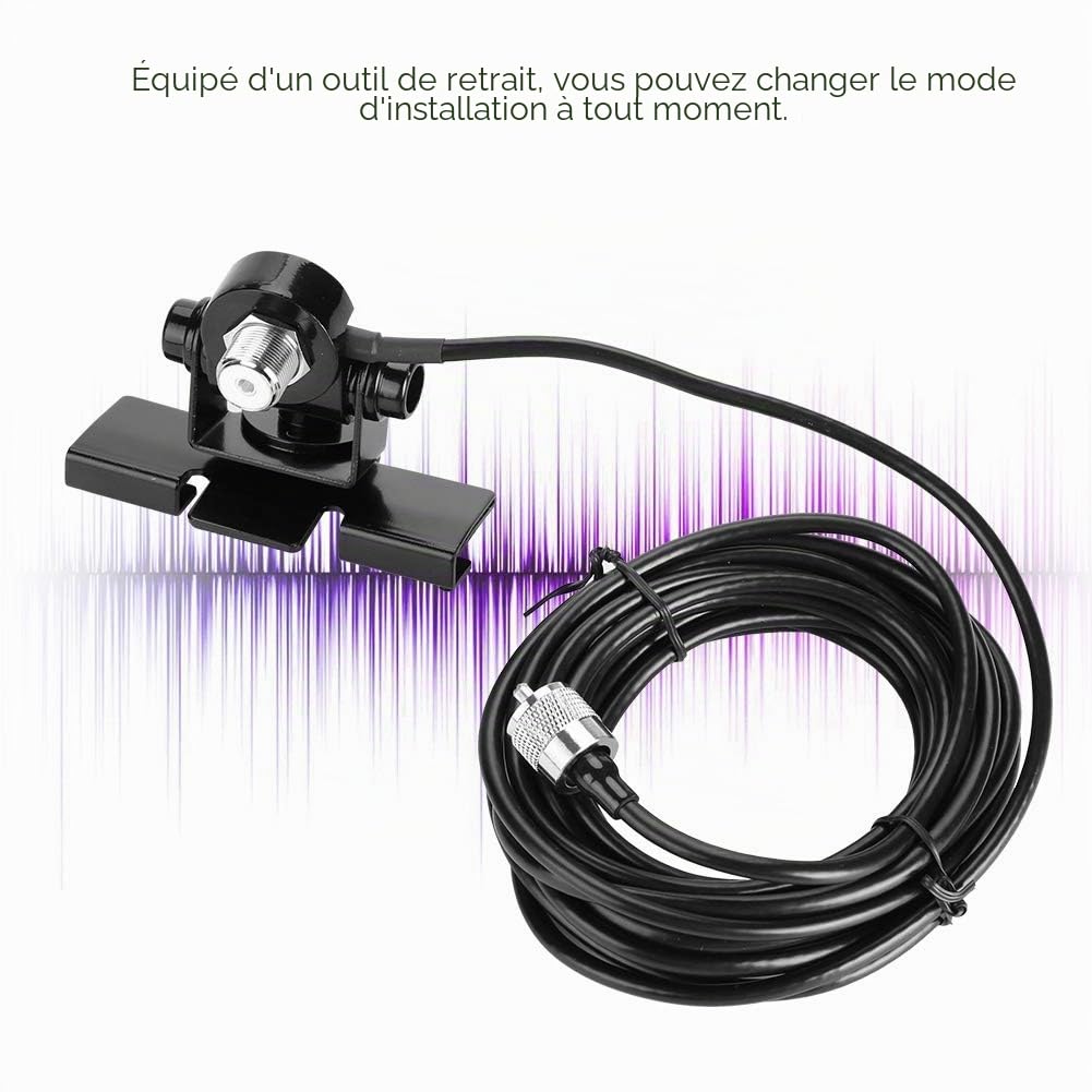 Tosuny Support d'Antenne Radio Mobile Universel - Pince pour Couvercle de Coffre/Porte à Hayon/Porte, Réglable à 360 Degrés