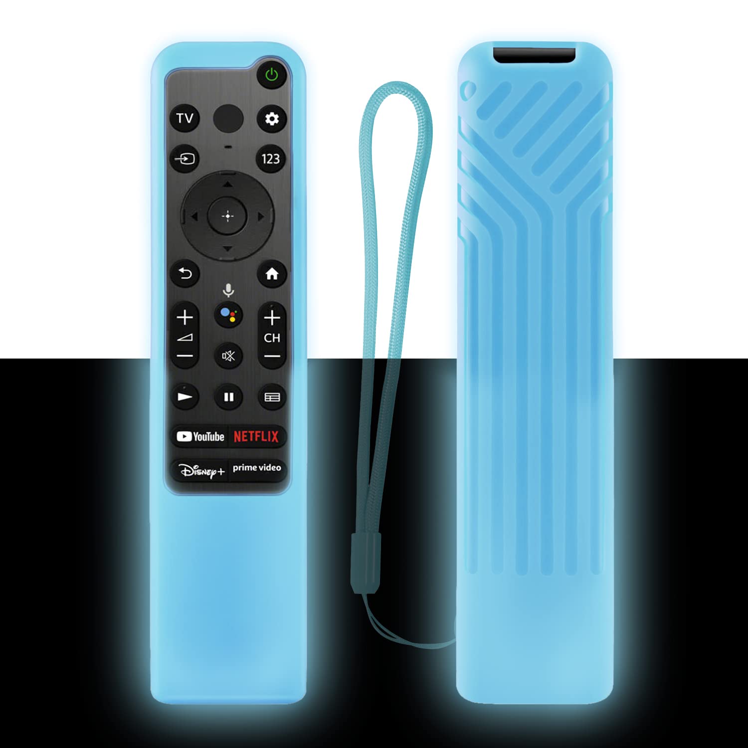 CHUNGHOPProtective Silicone Remote Case Compatible with Sony 4Κ 8K HD TV RMF-TX800P RMF-TX800U RMF-TX800C RMF-TX900U RMF-TX900C RMF-TX900P Remote Control, Anti-Slip Shockproof(Glow in Dark Blue)