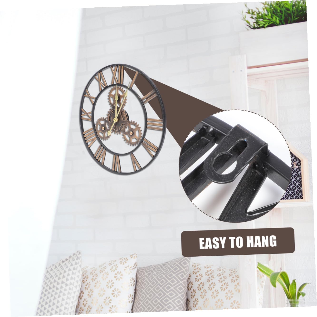 Reloj de Pared Redondo de Hierro Estilo Industrial Americano para Decoración de Sala y Dormitorio
