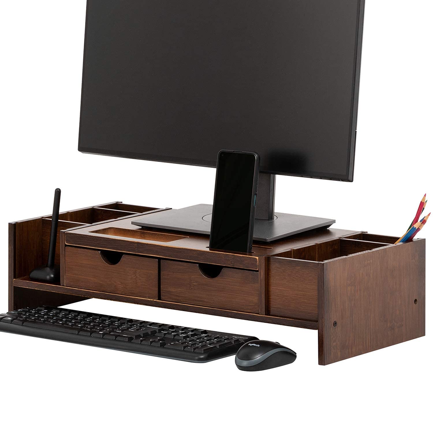 VredHom Computer Desk with Drawers, Small Writing Desk 39 Inch Modern Wood Study Table with Storage for Home Office Workstation, Makeup Vanity Table Desk for Bedroom（NAT）