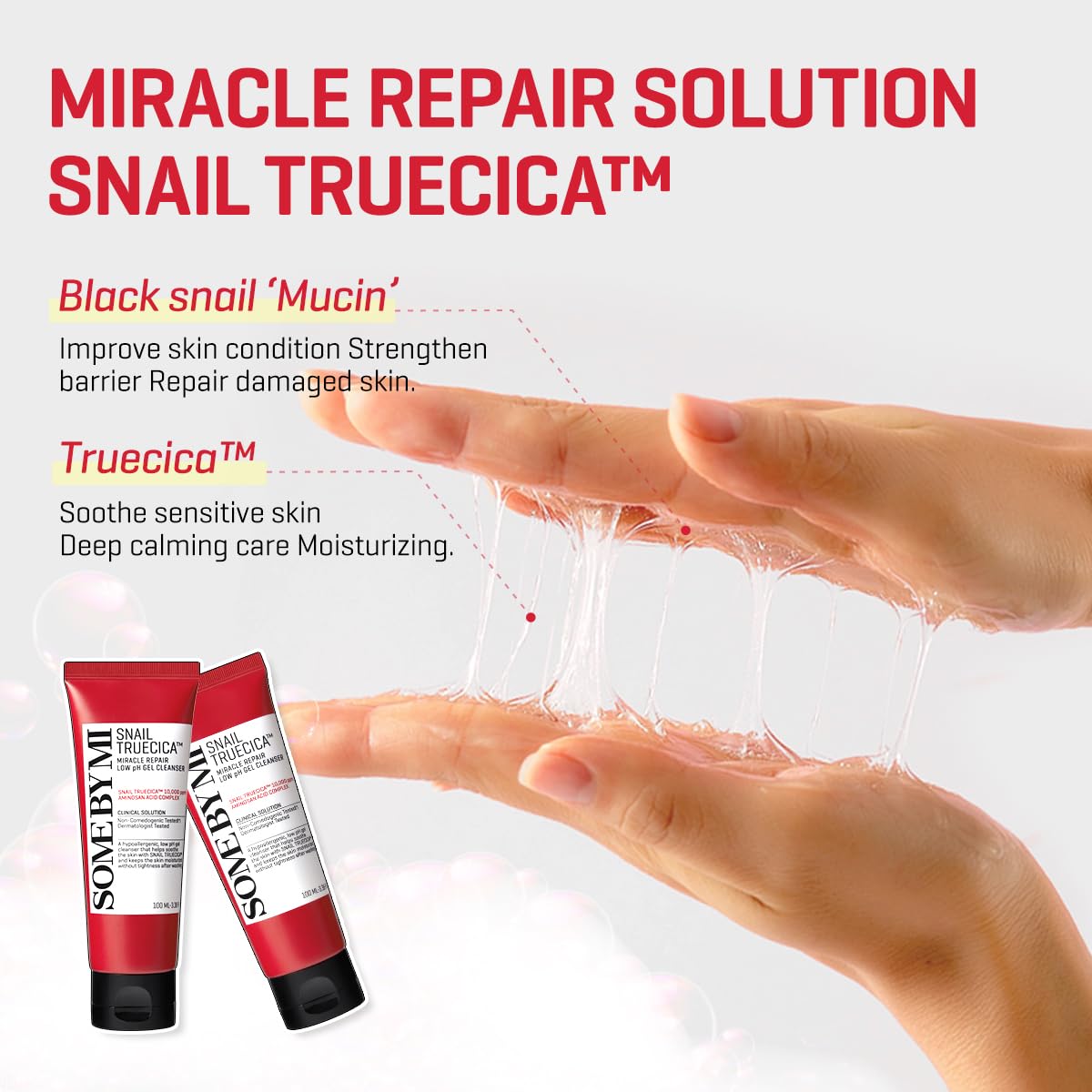 SOME BY MI Snail Truecica Miracle Repair Low pH Gel Cleanser 100ml (3.4oz) 1