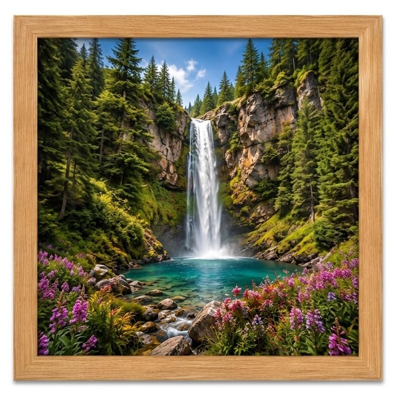 POOG 24x24 OAK Engineered Wood and Plexiglass, (61 × 61 cm) Photo Frame Dual Orientation Landscape or Portrait, Picture Frame Wall Hanging Display Photos artwork poster and prints (OAK, 24x24)