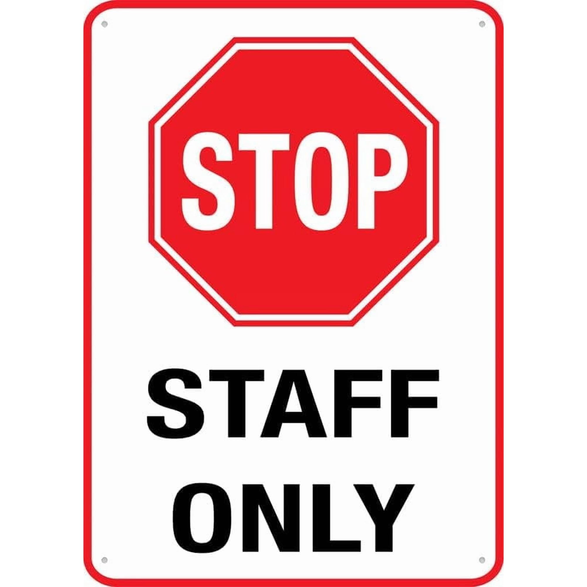 2 Pack Stop Staff Only Sign 12 X 8 Inch Metal Sign, Rustproof Aluminum, Multicolor
