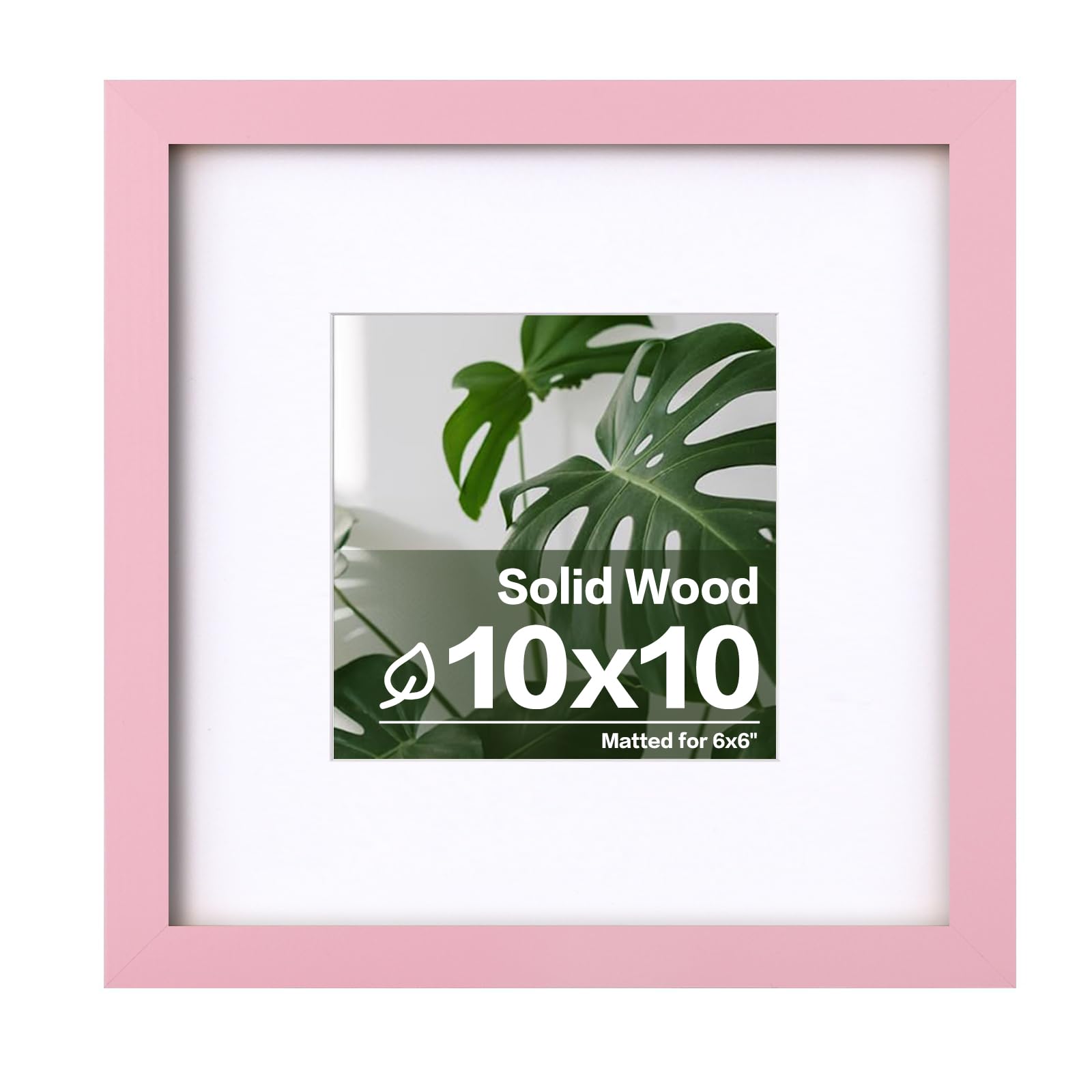 Cadre photo rose 25x25 cm en bois massif Egofine pour mur et table