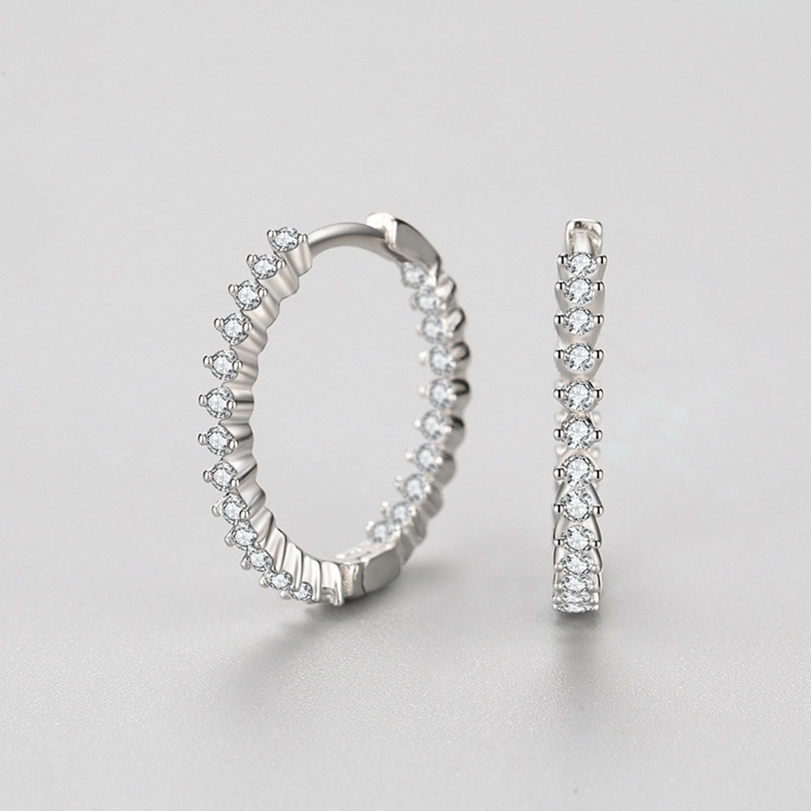 Pendientes de aro de oro blanco 750 585 375 de oro auténtico para mujer, pendientes de aro para mujer, pendientes de aro elegantes con círculo redondo Moissanite, pendientes de boda sin níquel