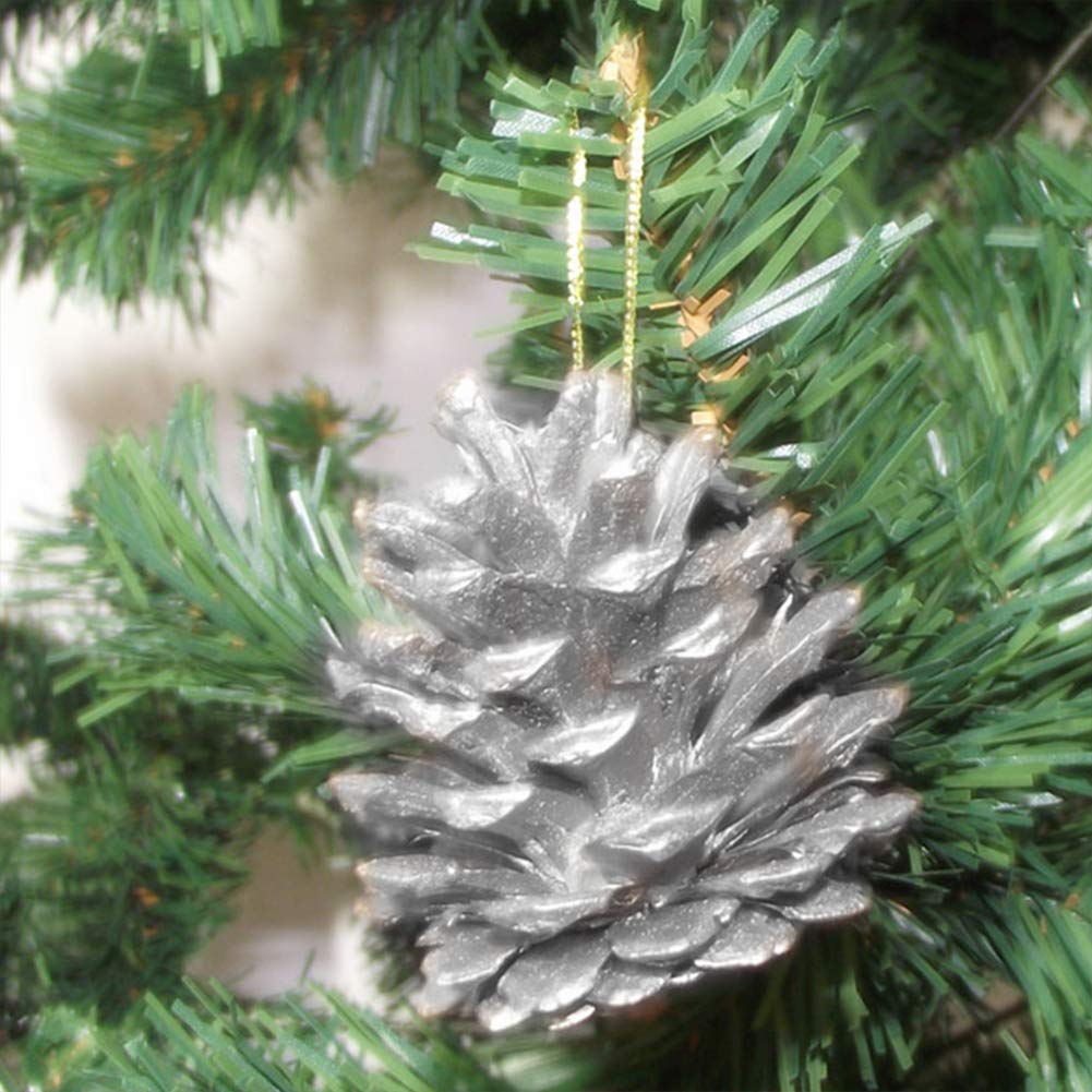 18 Pigne Natalizie Naturali Con Neve Finta E Fiocco - Decorazioni Oro/Argento Per Albero - 2 Misure