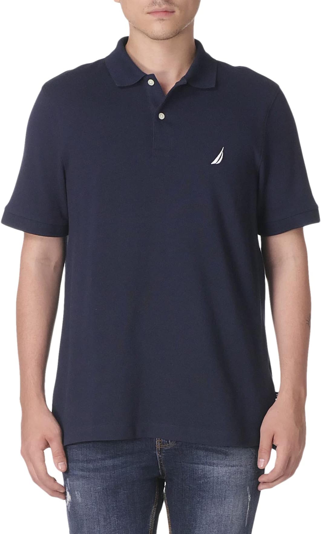 NauticaMen's Short Sleeve Solid Cotton Pique Polo Shirt