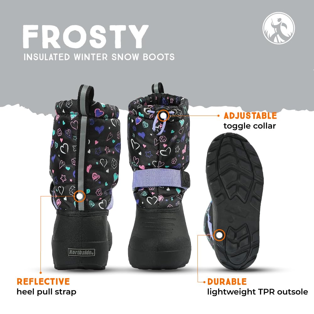 Northside Frosty - Stivali da neve invernali isolati per ragazze e ragazzi con tomaia in nylon robusto, resistente all'acqua, fodera ad asciugatura rapida, soletta rimovibile in EVA e suola in TPR
