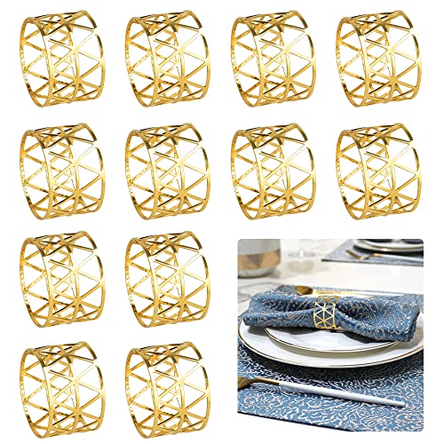 BUZIFU 12pcs Servilleteros Dorados para Servilletas Anillos de Servilletas de Navidad Servilleteros Individuales Metálicos Aros de Servilletas Elegantes para Mesa de Boda Navidad Cumpleaños Comunión