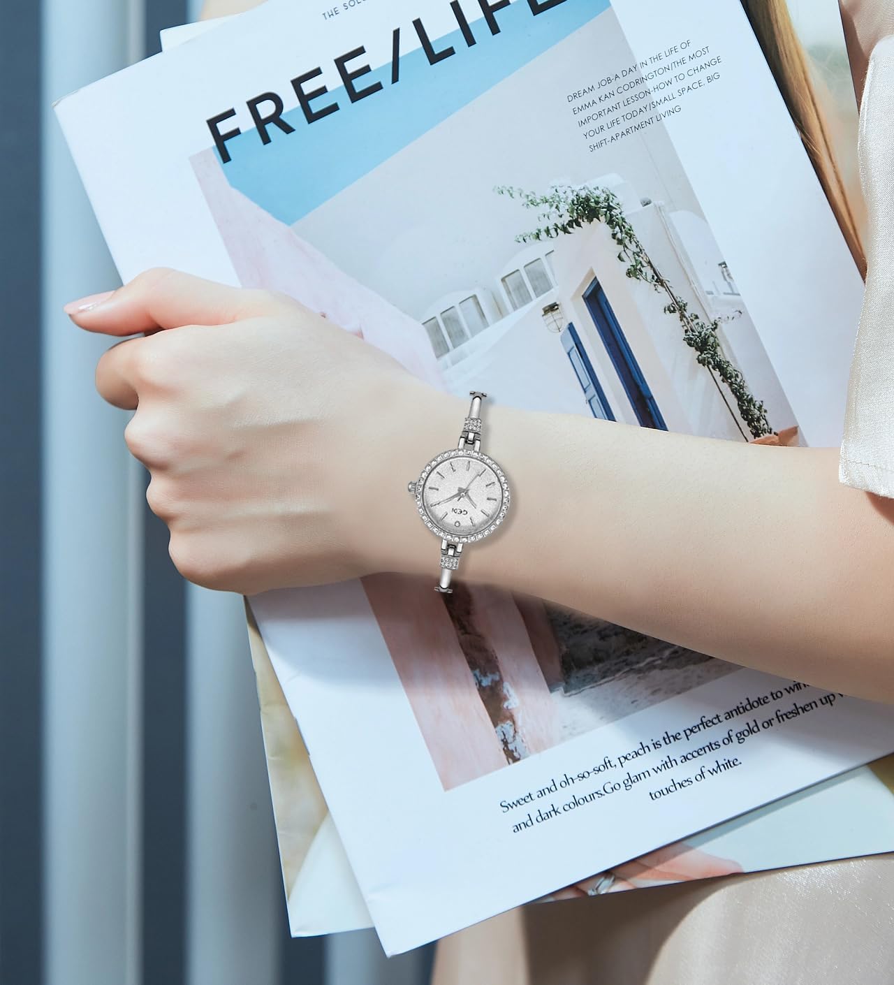 Gosasa Ladies Fashion Quartz Wrist Watches Elegant Watch for Women Waterproof Stainless Steel Strap Vintage Women Watch (m Silver)