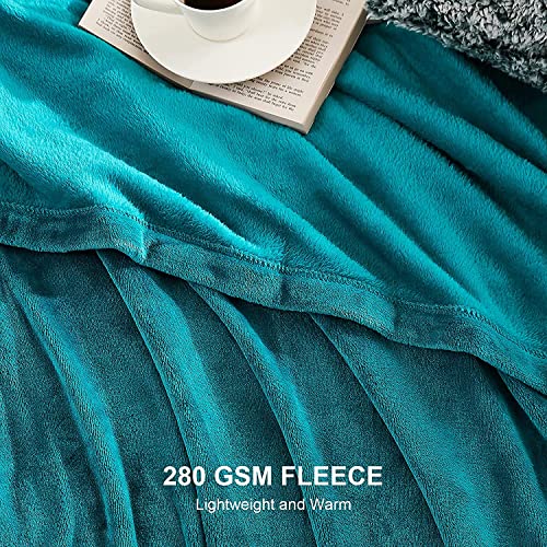 EHEYCIGA Fleece Blanket Extra Large Throws for Settees Teal Throw Fluffy Warm Soft Blanket for Bed Settees Armchairs Fit All Season - Image 3