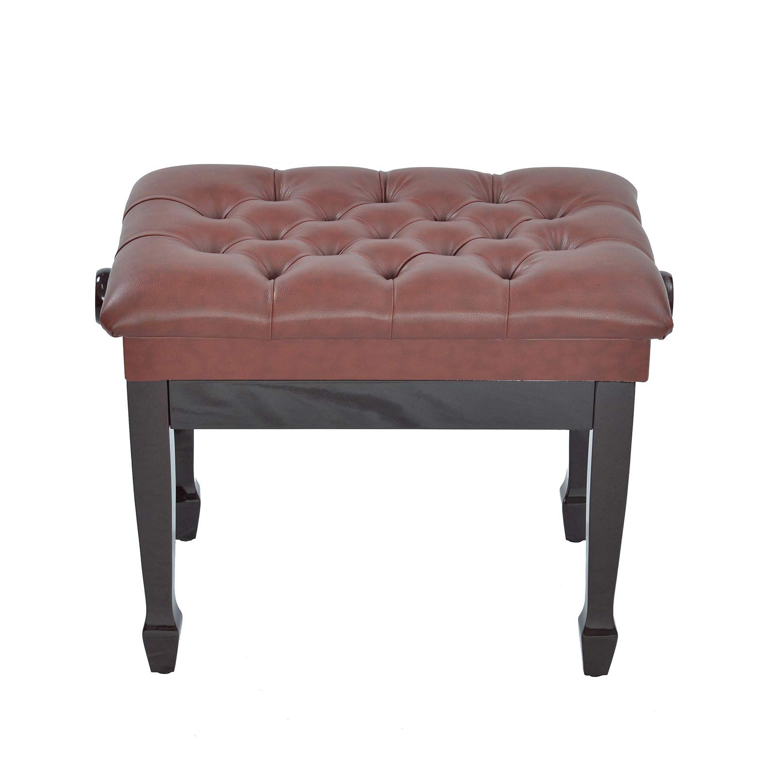 Sgabello regolabile per pianoforte con gambe in legno robusto Sto Panca in morbida pelle PU per tastiera design omic – ideale per musicisti, studi domestici e sessioni di pratica, colore rosso-marrone
