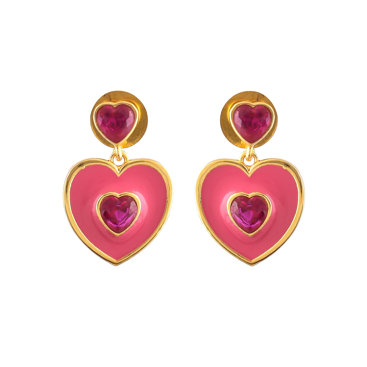 Pink Heart Drop Earrings Gift For Her Valentines For He