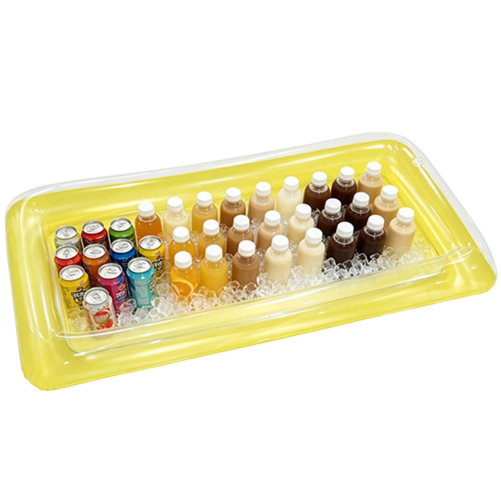 Inflatable Floating Pool Bar Tray, Transparent Ice Cooler, Multi-Cup Holder For Pool Party Drink Serving Beach Vacation Party Drinks,S-Yellow