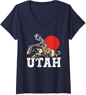 Womens Utah Cowgirl Vintage Horse Barrel Racer Horse Girl Funny V-Neck T-Shirt