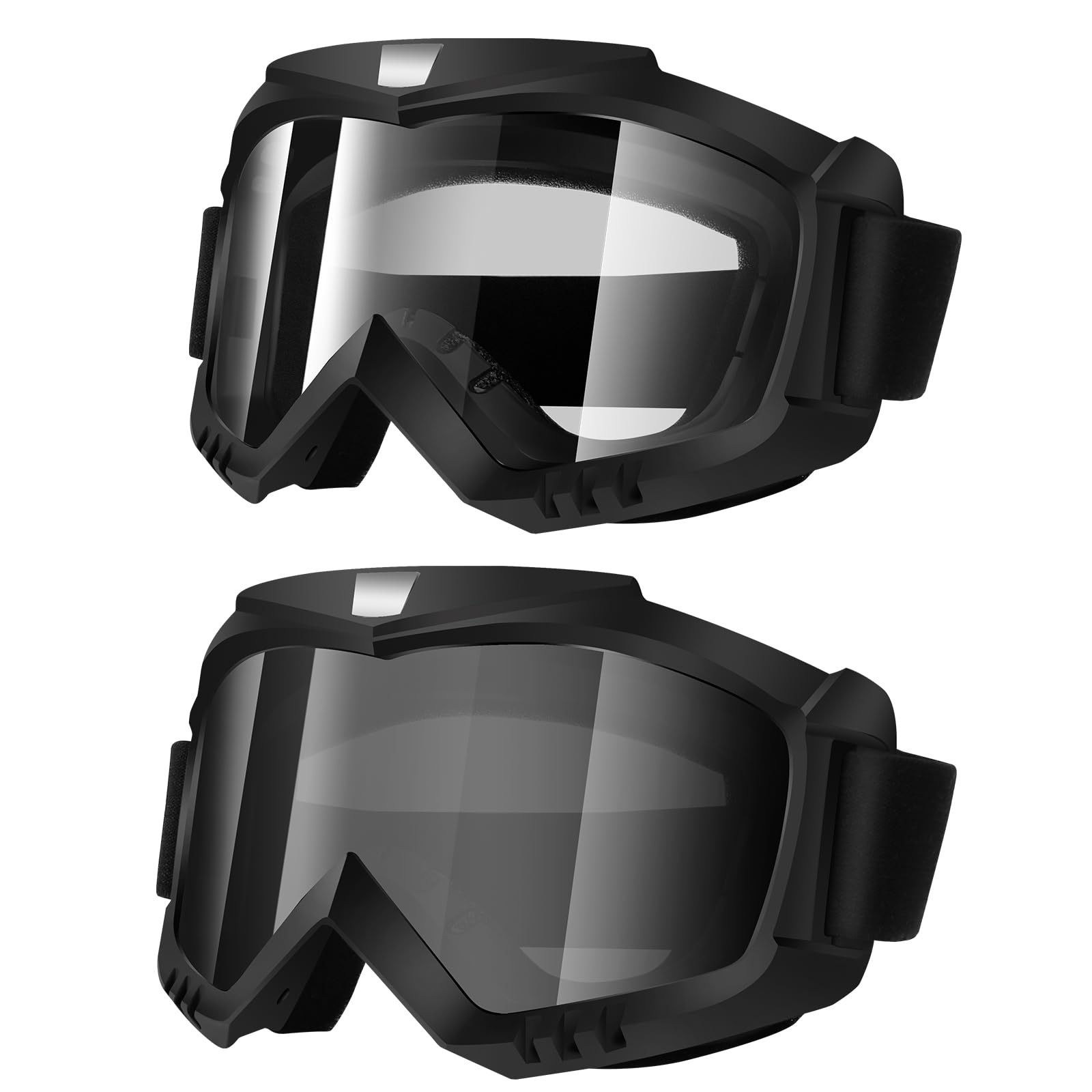 Paquete de 2 gafas de motocross para motocicleta, ATV, equitación, esquí, gafas de carreras a prueba de viento