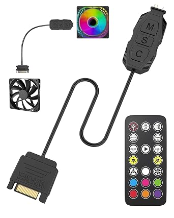 5V 3Pin ARGB Controller Remote Control PC DIY Fans Hub Control Light Strip