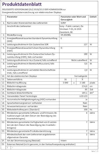 Sony BRAVIA XR, XR-85X90L, TV 85 ", Full Array LED, 4K HDR 120 Hz, Google, Smart, Fonctionne avec Alexa, avec fonctionnalités Exclusives PS5, HDMI 2.1, Menu de Jeu avec ALLM + VRR, Garantie 24 +