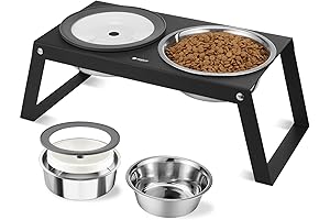 Veehoo Bulldog Non-Spill Pet Food and Water Bowl Stand with Elevated Bowls