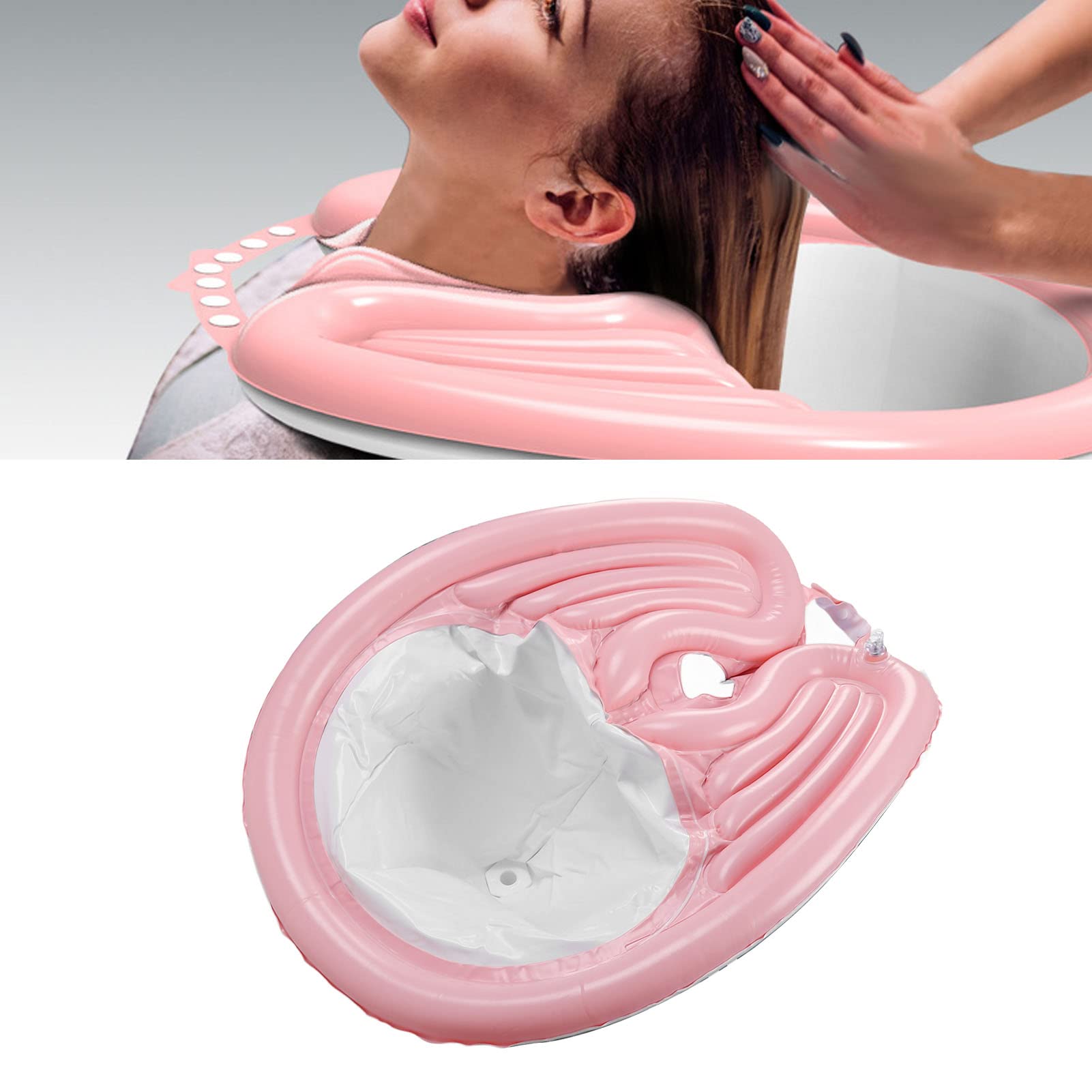 Lavabo para champú, cuenco inflable para champú, fregadero plegable para lavar el cabello con manguera de drenaje desmontable para colocar en cama