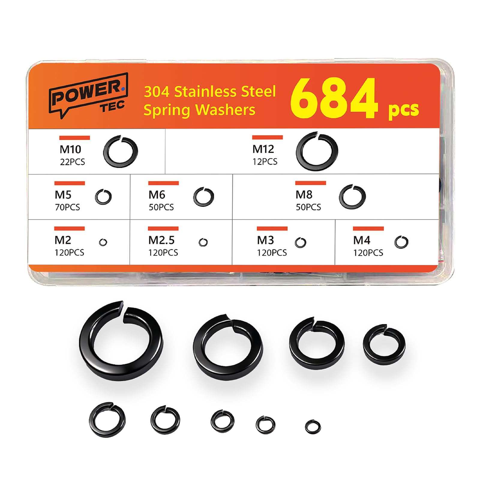 342 Pcs Black Stainless Steel Penny Washers Spacers Set,Assorted Metal Washers For Bolt Sscrews,Flat Washer For Home Decoration Factories Repair (684, black, Stainless Steel Spring Washers)