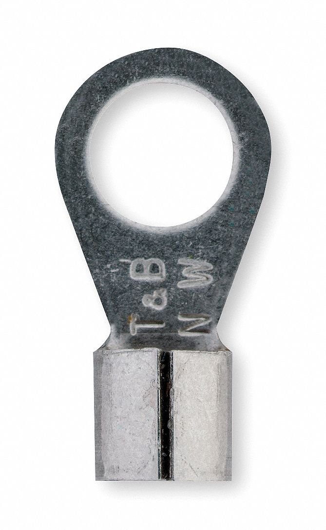 STAKON Ring Terminal, Bare Bare, Brazed Seam, 12 to 10 AWG, 50 PK