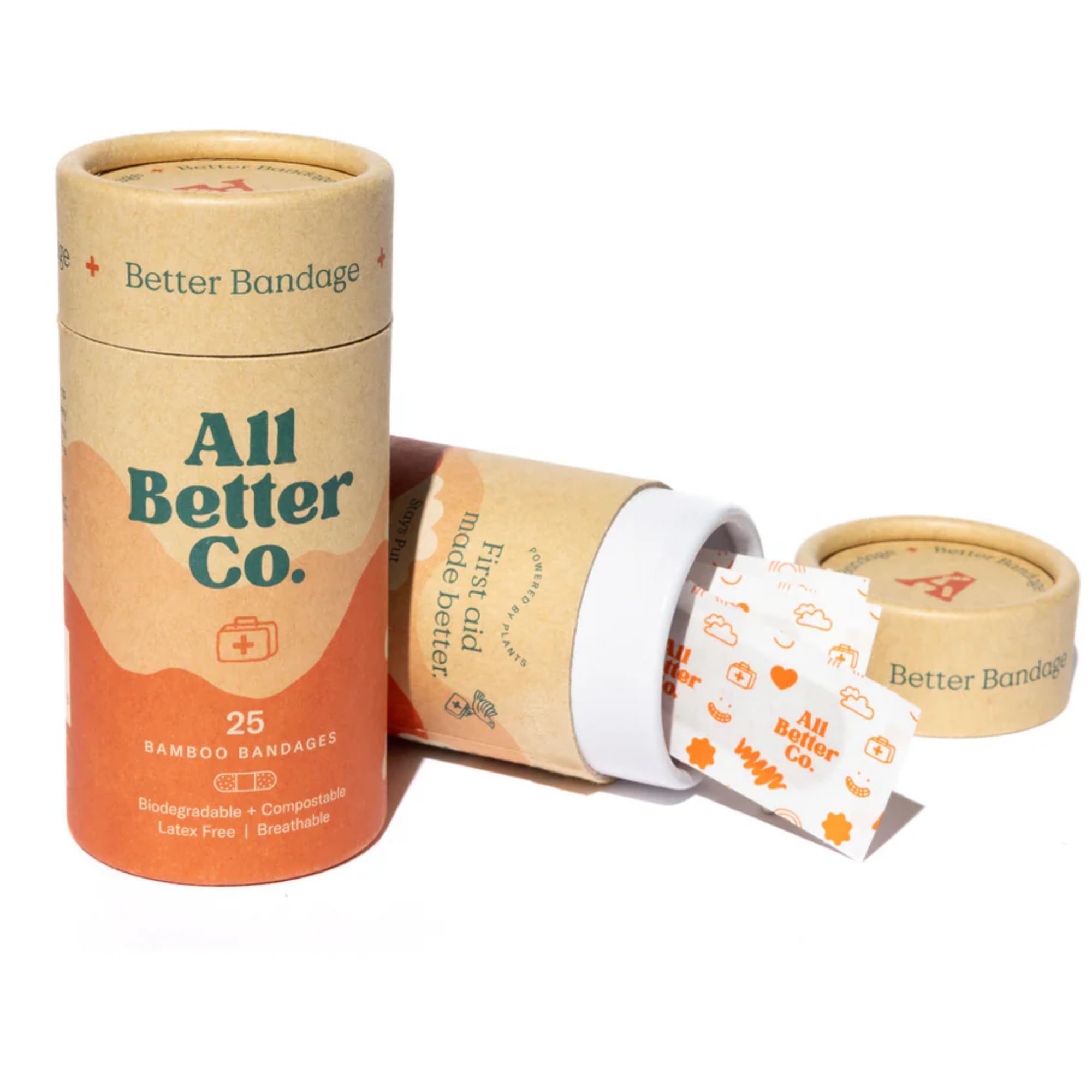The Better Bandage – Adhesivo de bambú orgánico, hipoalergénico, respetuoso con el medio ambiente, paquete de 25