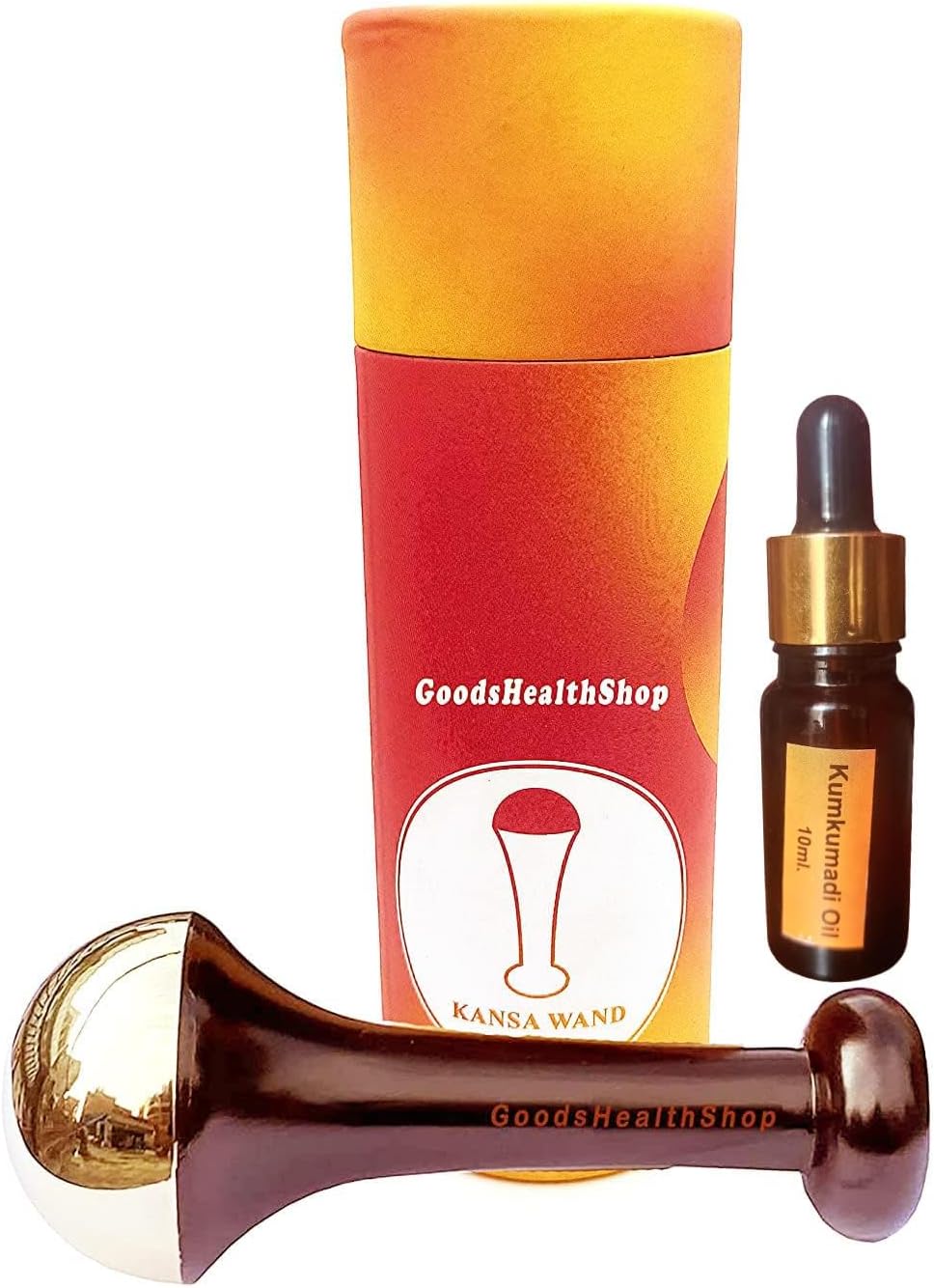 Soulvinee kansa wand face (small) BRONZE SIZE - 4.5 CM/bronze Foot Massager With Wooden Handle For Detoxification And Deep Relaxation (4.5, Natural) (Brown Small)