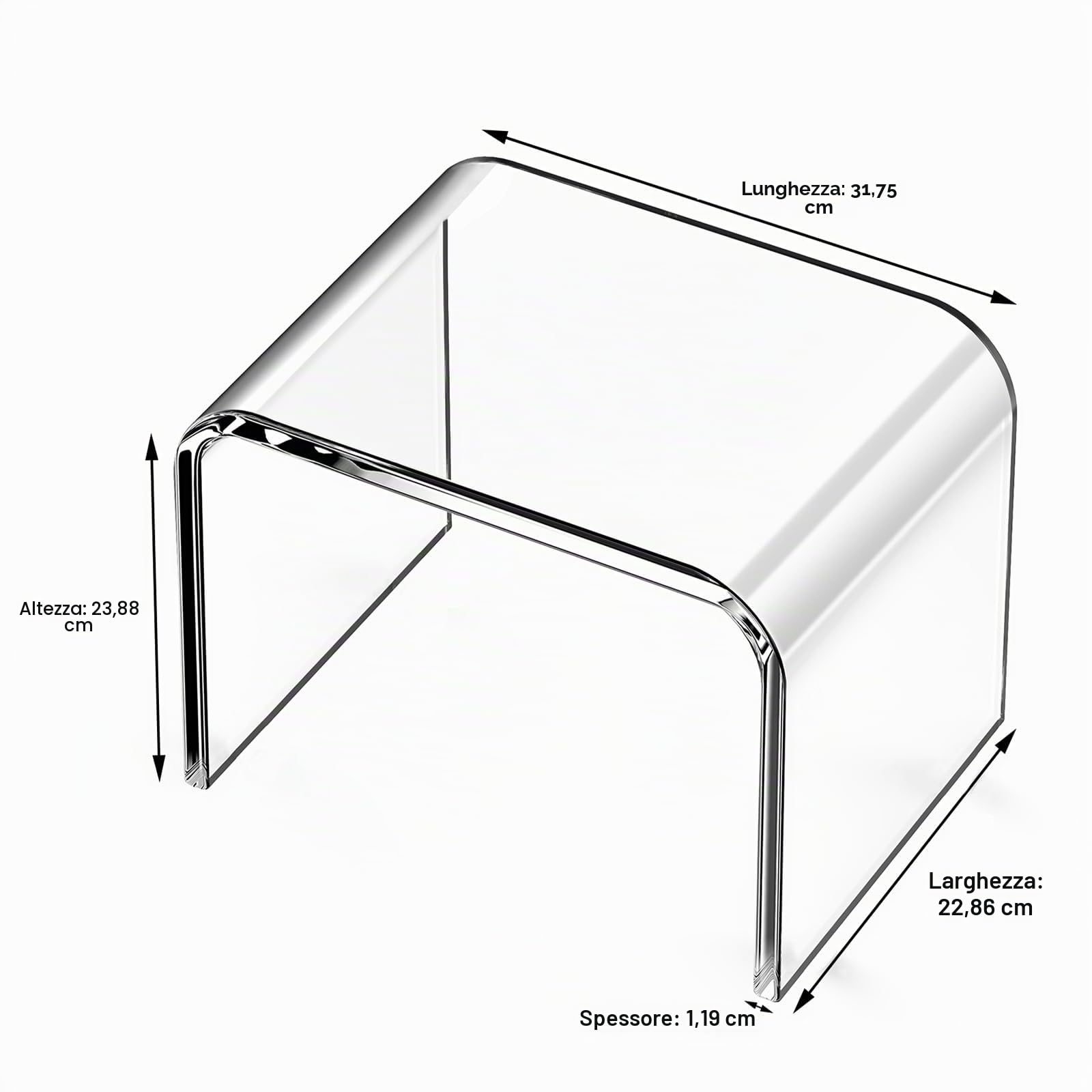 Sgabello in Acrilico, poggiapiedi in acrilico per bambini, in cucina, bagno e casa, portata fino a 150 kg (Clear-Not Non Slip)