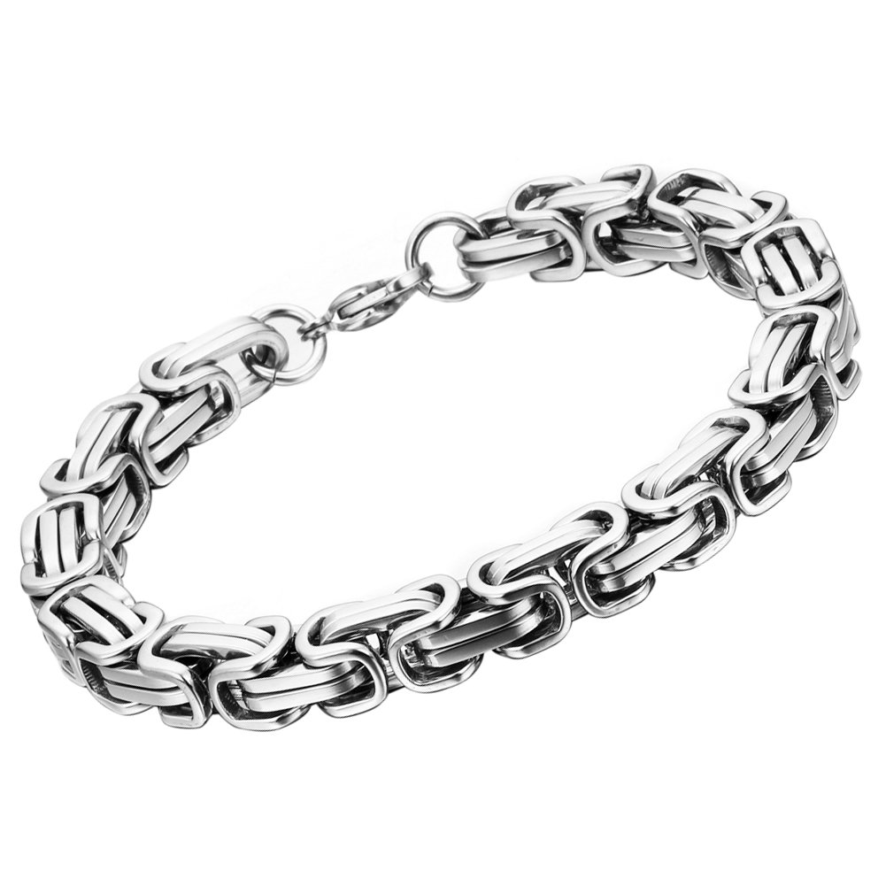OIDEA Pulsera bizantina para hombre de acero inoxidable: punk pesada pulsera ancha de metal pulsera pulsera pulsera brazalete negro plata oro pulsera bizantina charms pulsera hombre