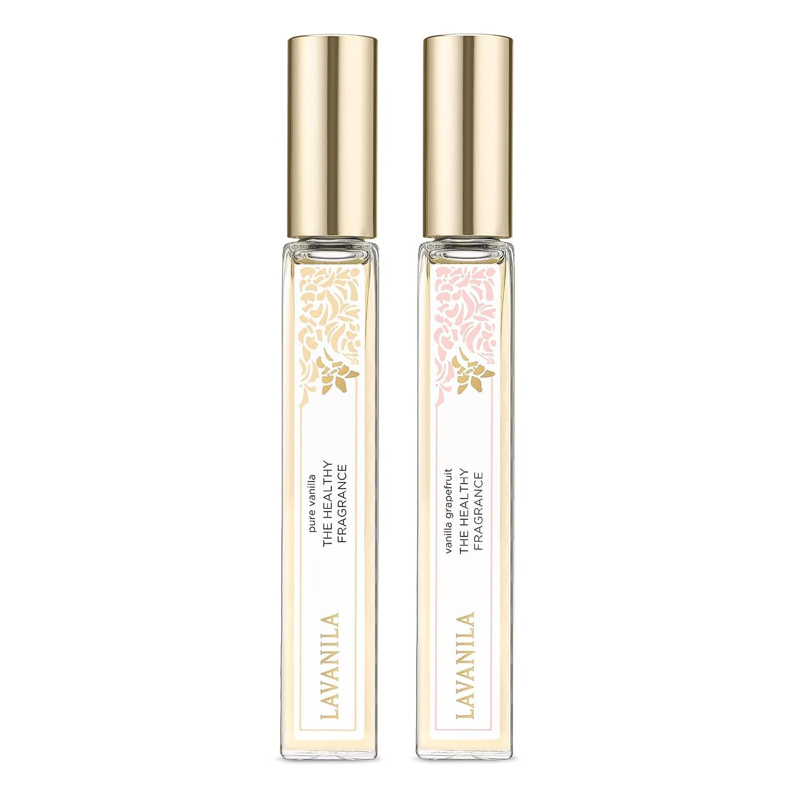 LavanilaRoller Perfume Set of 2, Includes Pure Vanilla + Vanilla Grapefruit - The Healthy Fragrance for Women, Clean and Natural