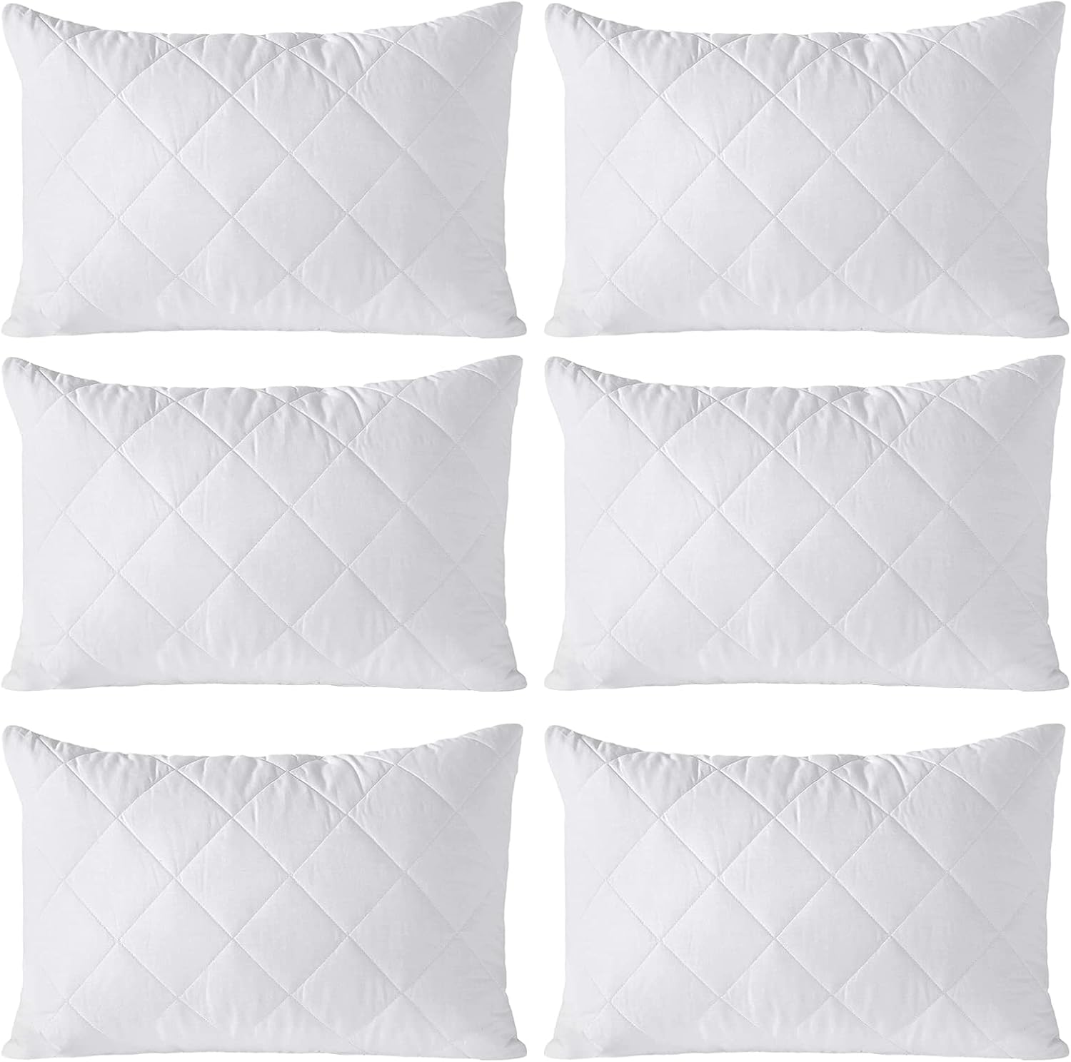 EDS Pillow Protectors Pack of 6 Quilted and Zipped Anti Allergy Soft
