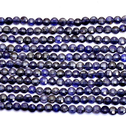 Naturalny iolit kamień szlachetny 4 mm fasetowane koraliki do brolette ~ AAA + kamień półszlachetny Iolit luźne ekstrawaganckie perły do biżuterii ~ 30,5 cm, opakowanie 5 sztuk, ma?y,