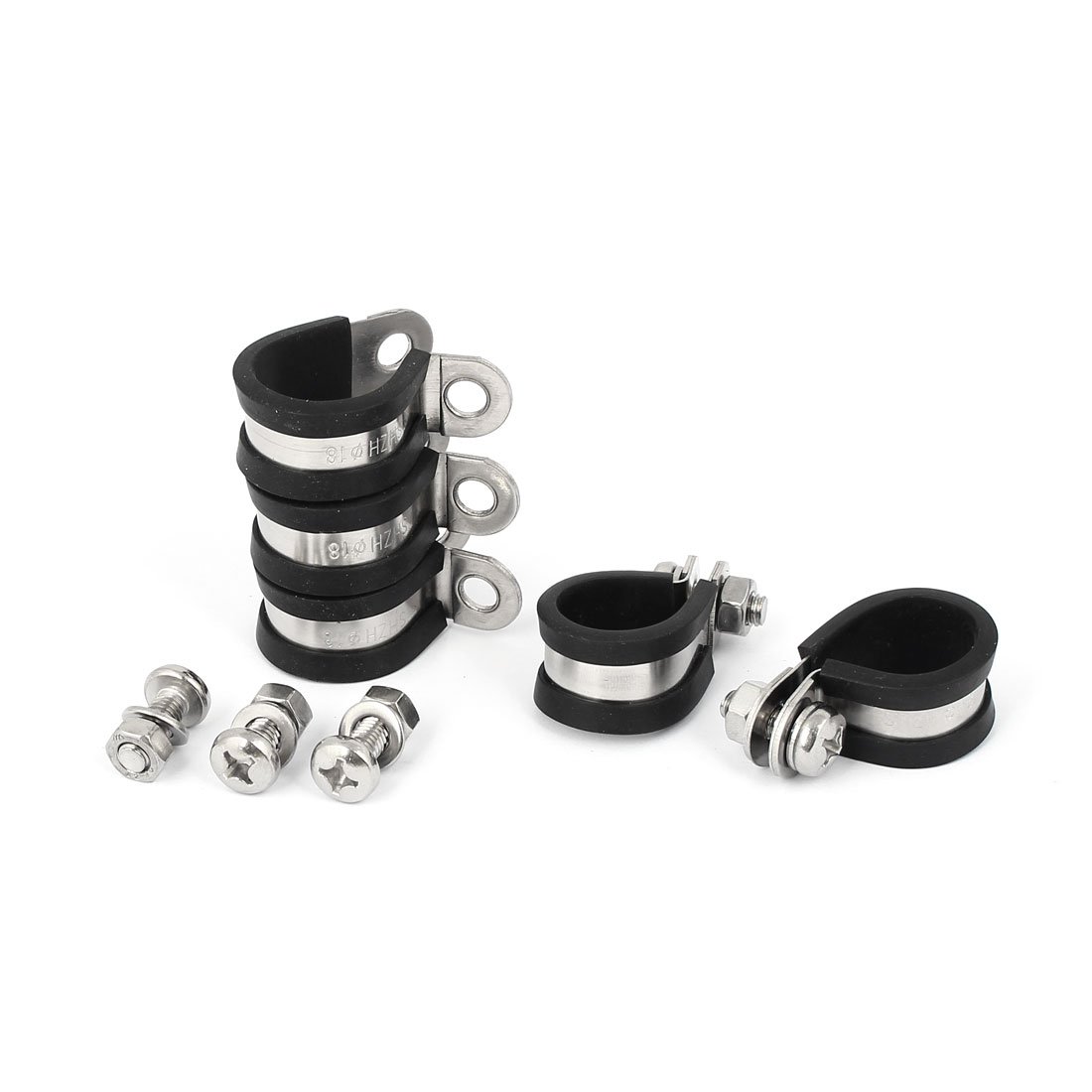 Aexit 5pcs 18mm Clamps P Clips EPDM Rubber Lined Mounting Bracket for Pipe Strap Clamps Tube Cable