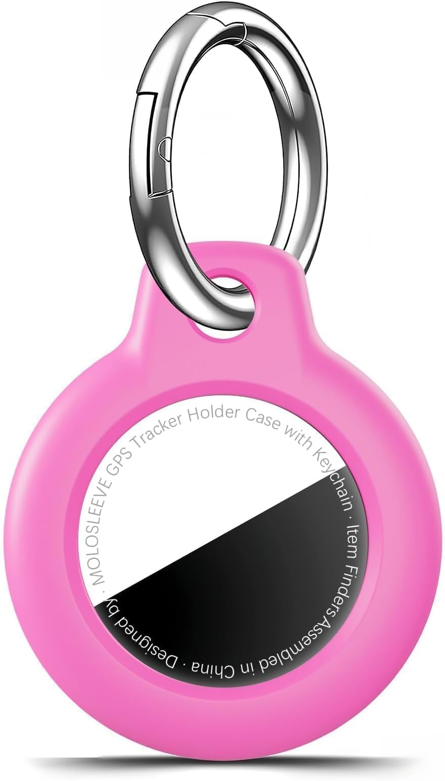 Case for AirTag 2nd Gen (2026) & 1st Gen, Shockproof Holder Anti-Scratch Protective Cover for Air Tags, Men's Women's Keyrings & Keychains for Keys, Luggage, Bags, Rose Red