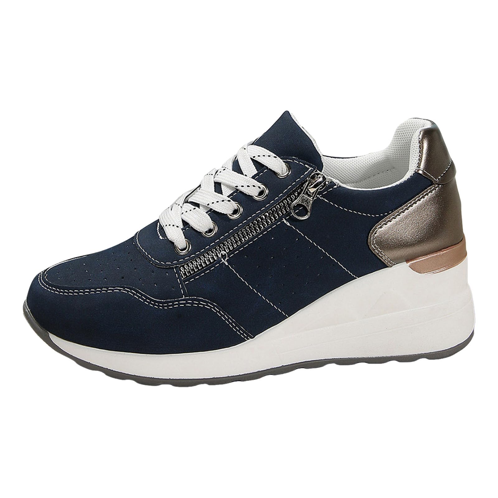 Zapatillas de correr para mujer, zapatos casuales con cordones, tacón de cuña, suela gruesa, zapatos de cordones a la moda, punta cerrada suave, zapatos deportivos transpirables