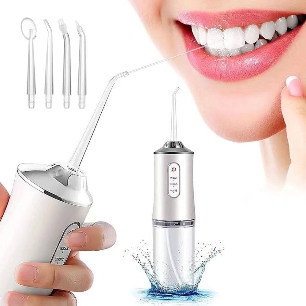Irrigador Oral Portátil Supersônico 3 em 1 – Limpeza e Higienização  Profunda de Dentes e Gengivas com Jato D'Água, Tanque de 230ML, Bateria  Longa Duração, Cuide da Saúde Bucal em Casa! |
