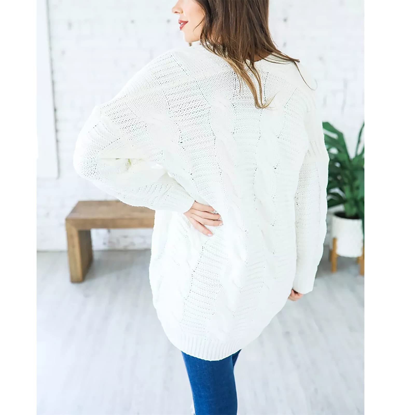Yizc Donne Cardigan,Classico Maglia Cime Cavo Fronte Aperto Maglione Manica Lunga Informale Outwear,Colore Suolo Sciolto Cappotto