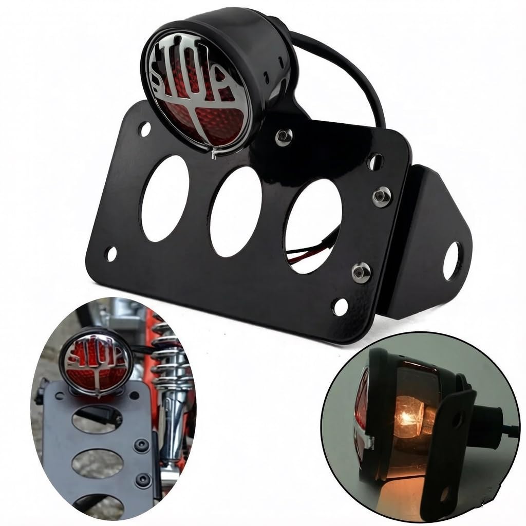 Fanale Posteriore Universale Per Moto Da 12 V Con Montaggio Laterale Stop Staffa Per Targa(Un set)