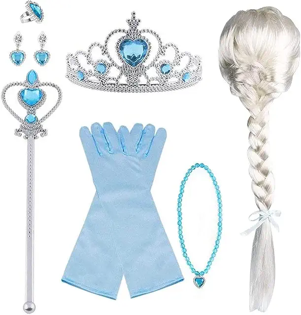 Vicloon Elsa Hår Prinzessin Kostüm Set mit 7 Teilen für Mädchen