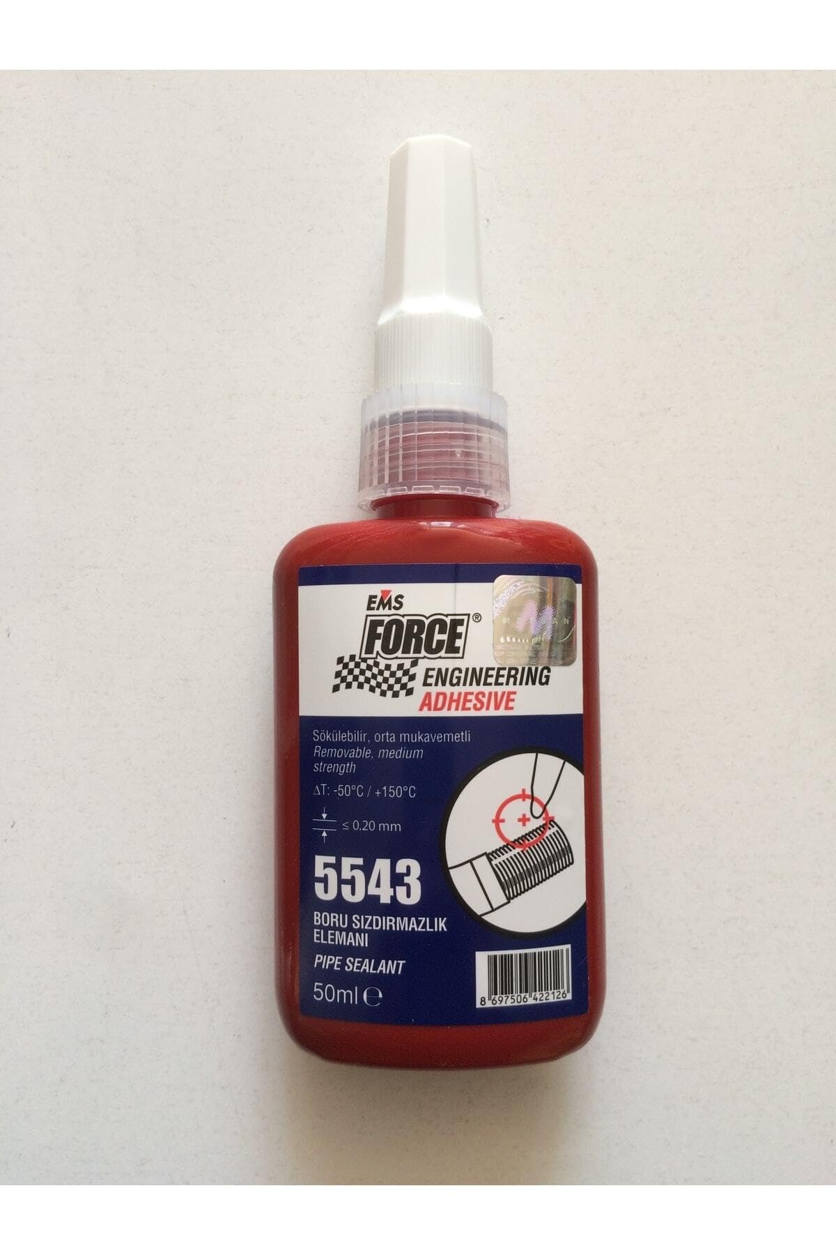 AKBELLİ GROUP EMS Force Boru Sızdırmaz Sıvı Teflon, 50ml, Beyaz, Orta Mukavemet, Anaerobik Conta