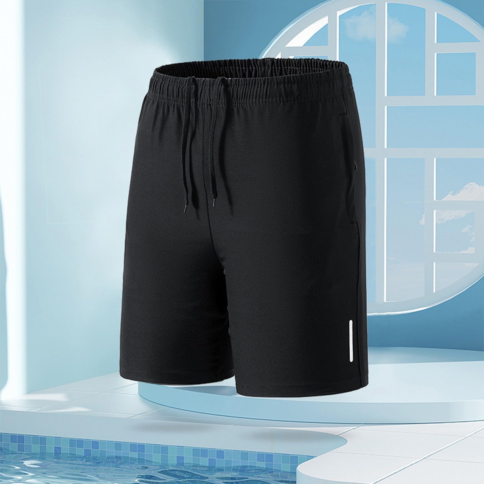 Lot de 3 shorts de sport pour homme à séchage rapide avec poches, bandes réfléchissantes de sécurité, short de course respirant avec cordon de serrage et taille élastique