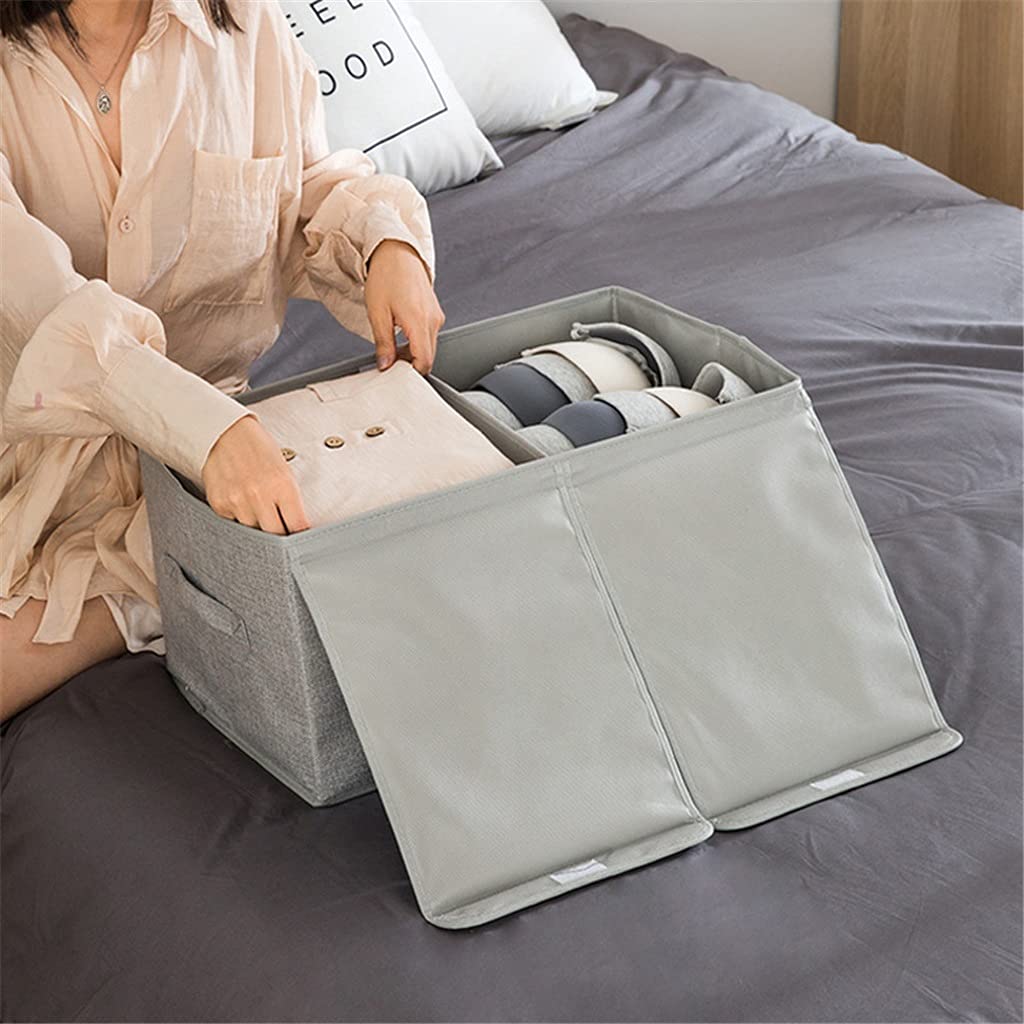 2 Pezzi Organizzatori Pieghevoli per cassetti Scatola portaoggetti per la casa Abbigliamento Intimo Organizzatore Calzini in Tessuto Organizzatori per cassetti Sciarpa (Grigio 27,5 * 28 * 20 cm)