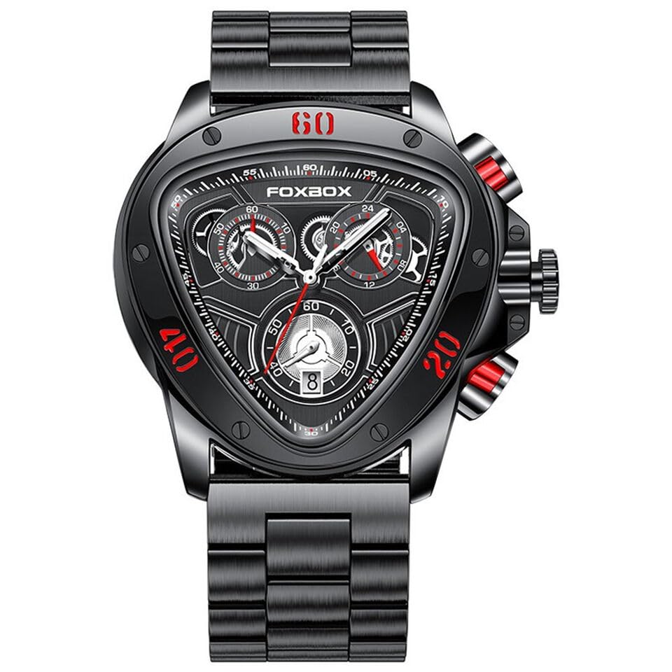 OVERFLY Analog Luxury Chronograph Mens Wrist Watch with Black dial & Black Leather Strap Analog Watch - for Men (0026- Black) (B0D8BQLM3T) Amazon Price History, Amazon Price Tracker