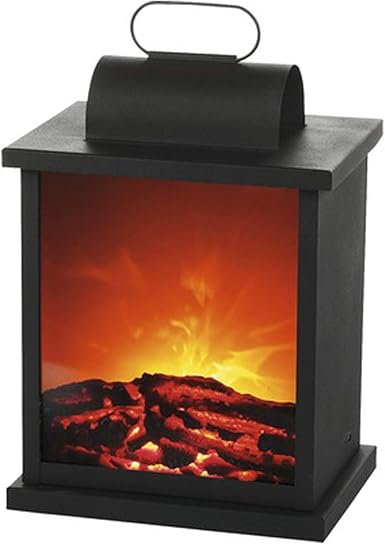 Kaminfeuer Auf Usb Stick Für Fernseher DbKW Metall und Glas - LED Kaminfeuer- Laterne - 30 cm Höhe - USB