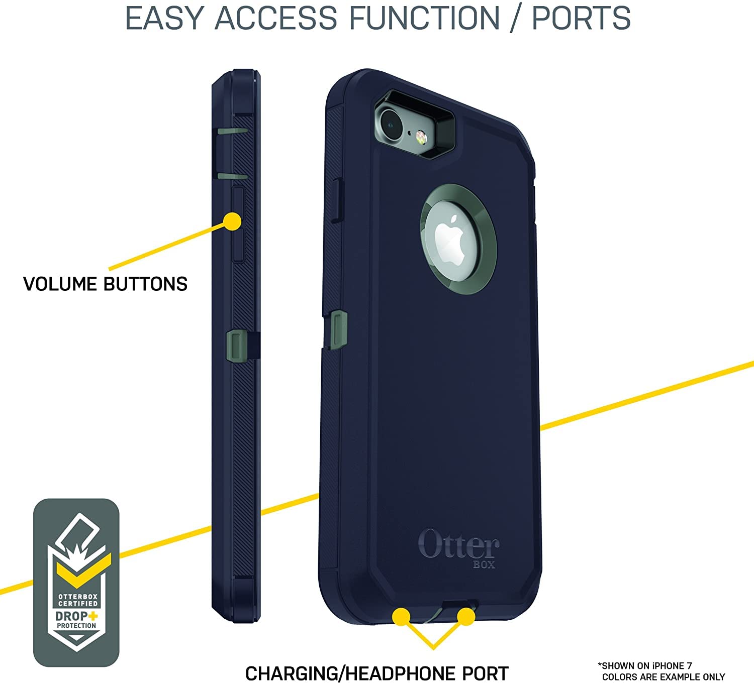 OtterBox Defender Hülle für iPhone 7/8/SE 2. gen/SE 3. gen, stoßfest, sturzsicher, Ultra-robust, schützende Hülle, 4X getestet nach Militärstandard, Schwarz, Keine Einzelhandelsverpackung