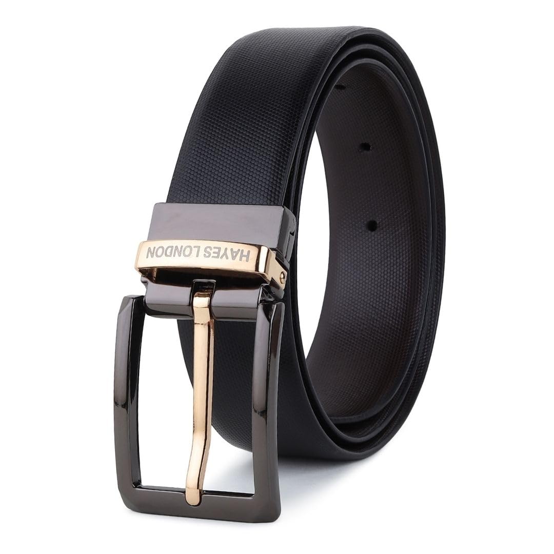 Belts for Men Leather Original, Reversible Black & Brown Formal & Casual Italian Leather Belt with Solid Metal Curved Buckle-image-30